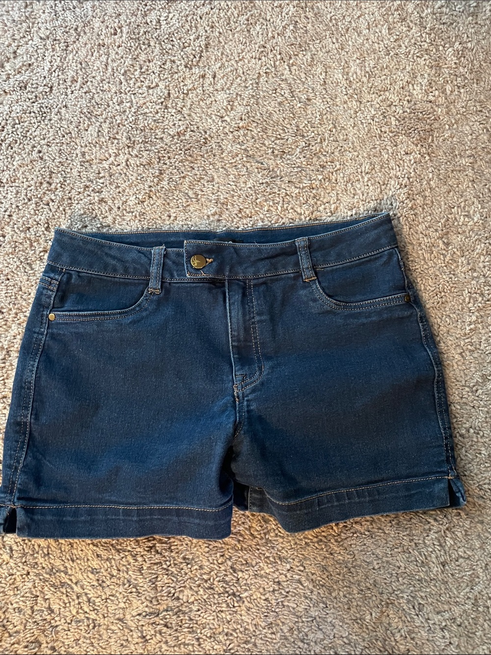 d. jeans Dark Blue Denim Shorts with Cuffed Hem